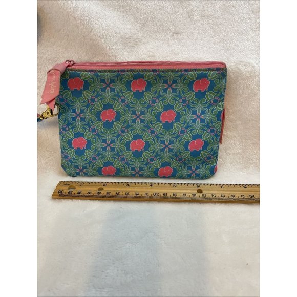 Simply Southern Wristlet Blue And Green With Pink Elephants See Through Pouch‎ - Picture 5 of 8